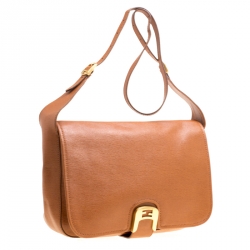 Pre Owned Fendi Brown Leather Chameleon Crossbody Bag