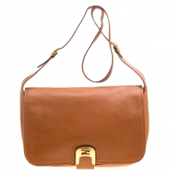 Pre Owned Fendi Brown Leather Chameleon Crossbody Bag