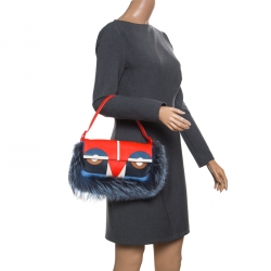 Fendi Multicolor Leather and Fur Monster Baguette Bag