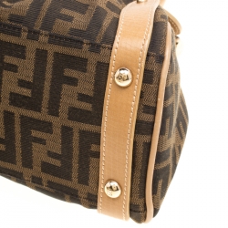 Pre Owned Fendi Tobacco Zucca Canvas and Leather Medium Magic Bag