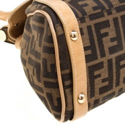 Pre Owned Fendi Tobacco Zucca Canvas and Leather Medium Magic Bag
