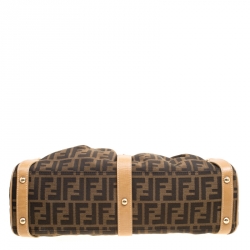 Pre Owned Fendi Tobacco Zucca Canvas and Leather Medium Magic Bag