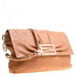 Pre Owned Fendi Brown Leather New Forever Flap Shoulder Bag