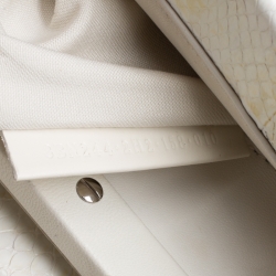 Pre Owned Fendi White Python Mini Peekaboo Top Handle Bag