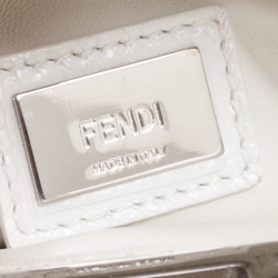 Pre Owned Fendi White Python Mini Peekaboo Top Handle Bag