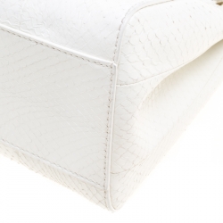 Pre Owned Fendi White Python Mini Peekaboo Top Handle Bag