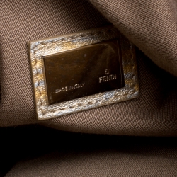 Pre Owned Fendi Gold Holographic Textured Leather Spy Bag