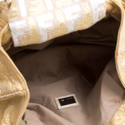 Pre Owned Fendi Gold Holographic Textured Leather Spy Bag