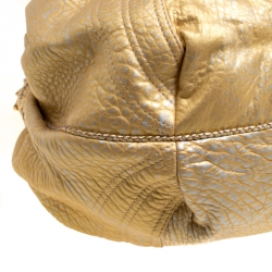 Pre Owned Fendi Gold Holographic Textured Leather Spy Bag