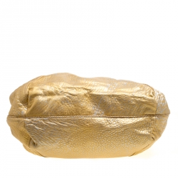 Pre Owned Fendi Gold Holographic Textured Leather Spy Bag