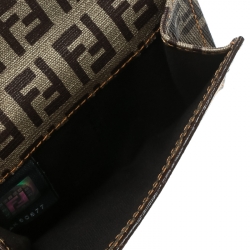 Pre Owned Fendi Beige/Brown Zucca Coated Canvas Compact Wallet