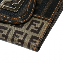Pre Owned Fendi Beige/Brown Zucca Coated Canvas Compact Wallet