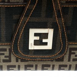 Pre Owned Fendi Beige/Brown Zucca Coated Canvas Compact Wallet
