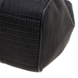 Pre Owned Fendi Black Zucchino Canvas Satchel