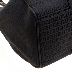 Pre Owned Fendi Black Zucchino Canvas Satchel
