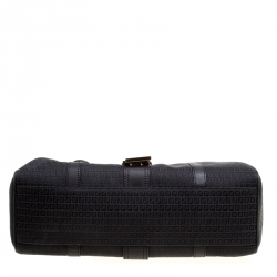 Pre Owned Fendi Black Zucchino Canvas Satchel