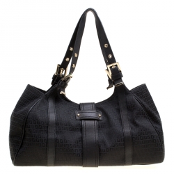 Pre Owned Fendi Black Zucchino Canvas Satchel