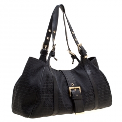 Pre Owned Fendi Black Zucchino Canvas Satchel