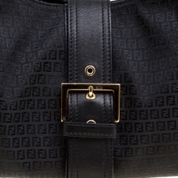 Pre Owned Fendi Black Zucchino Canvas Satchel