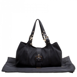 Pre Owned Fendi Black Zucchino Canvas Satchel