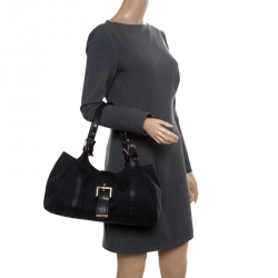 Pre Owned Fendi Black Zucchino Canvas Satchel