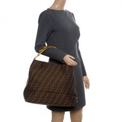Pre Owned Fendi Tobacco Zucca Canvas Hobo