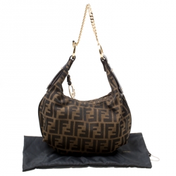 Pre Owned Fendi Tobacco Zucca Canvas Chef Chain Hobo