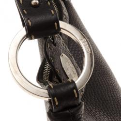 Pre Owned Fendi Limited Edition Black Leather Small Wave Hobo