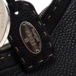 Pre Owned Fendi Limited Edition Black Leather Small Wave Hobo