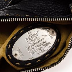 Pre Owned Fendi Limited Edition Black Leather Small Wave Hobo