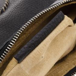 Pre Owned Fendi Limited Edition Black Leather Small Wave Hobo