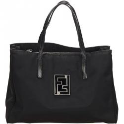 Pre Owned Fendi Black Nylon Tote Bag