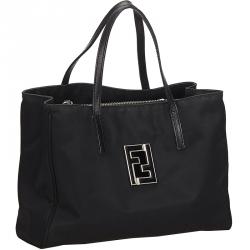 Pre Owned Fendi Black Nylon Tote Bag