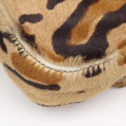 Fendi Brown Leopard Print Pony Hair Baguette Shoulder Bag