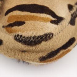 Fendi Brown Leopard Print Pony Hair Baguette Shoulder Bag
