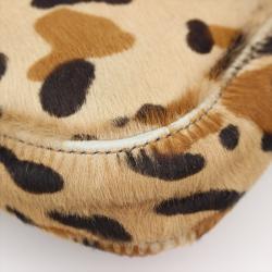 Fendi Brown Leopard Print Pony Hair Baguette Shoulder Bag