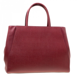 Pre Owned Fendi Red Leather Medium 2Jours Tote