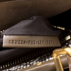 Pre Owned Fendi Dark Beige Leather and Snake Lined Small Peekaboo Tote