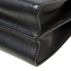 Pre Owned Fendi Black Textured Leather Small Demi Jour Top Handle Bag