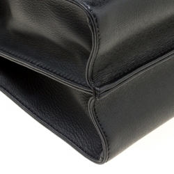 Pre Owned Fendi Black Textured Leather Small Demi Jour Top Handle Bag