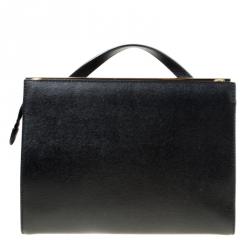 Pre Owned Fendi Black Textured Leather Small Demi Jour Top Handle Bag
