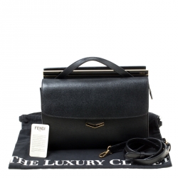 Pre Owned Fendi Black Textured Leather Small Demi Jour Top Handle Bag