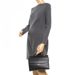 Pre Owned Fendi Black Textured Leather Small Demi Jour Top Handle Bag