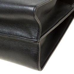 Pre Owned Fendi Black Textured Leather Small Demi Jour Top Handle Bag