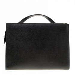 Pre Owned Fendi Black Textured Leather Small Demi Jour Top Handle Bag