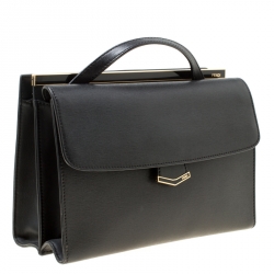 Pre Owned Fendi Black Textured Leather Small Demi Jour Top Handle Bag