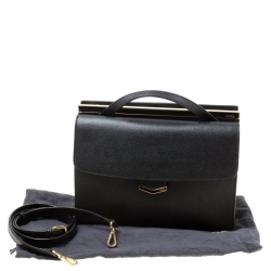 Pre Owned Fendi Black Textured Leather Small Demi Jour Top Handle Bag