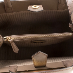 Pre Owned Fendi Dark Beige Saffiano Leather Small 2Jours Tote