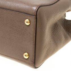 Pre Owned Fendi Dark Beige Saffiano Leather Small 2Jours Tote