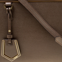 Pre Owned Fendi Dark Beige Saffiano Leather Small 2Jours Tote
